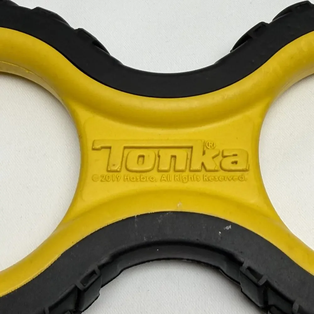 TONKA DOG TOY Large 12” Figure 8 Tire Rubber Tug Chew Toy Yellow Black